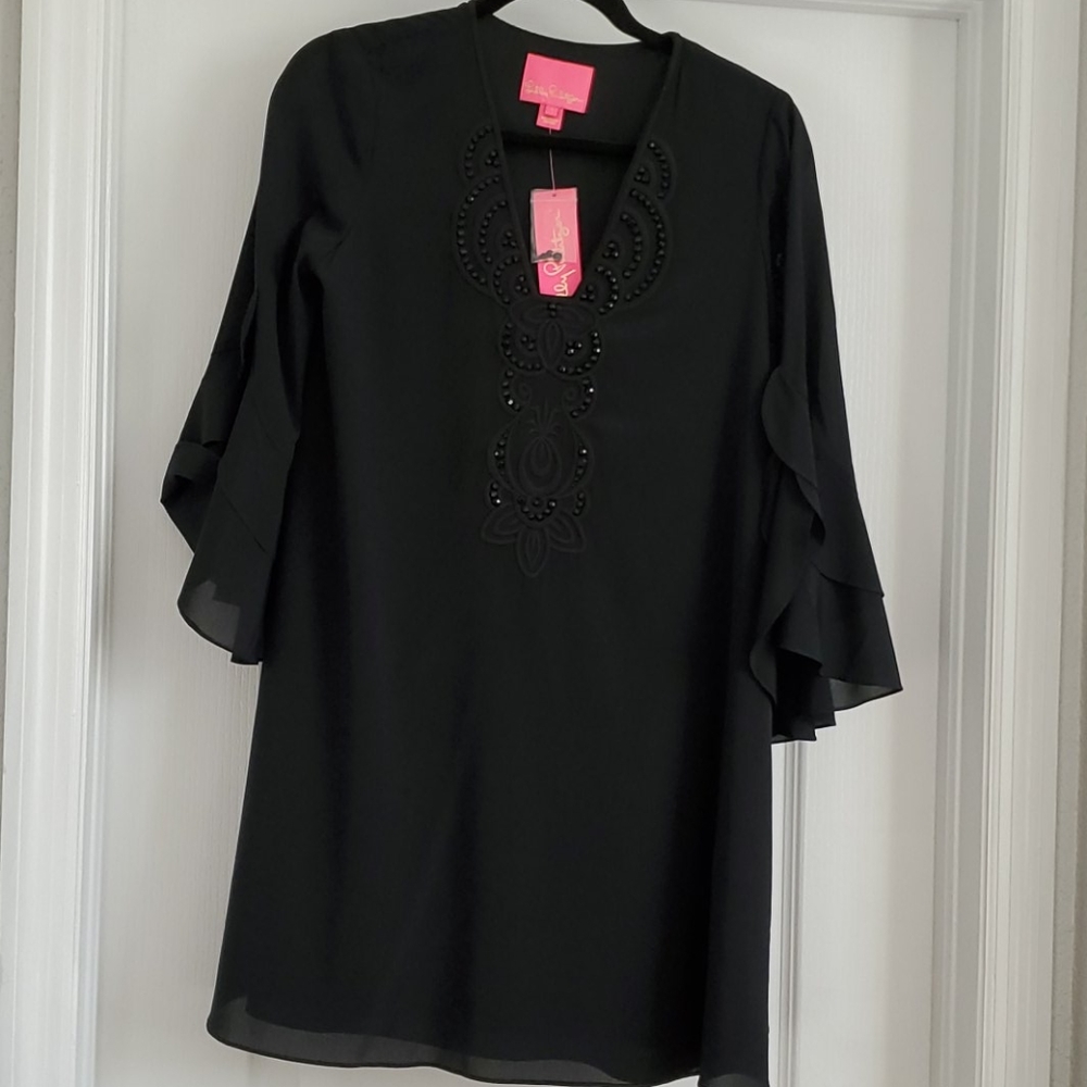 Lilly Pulitzer black silk dress, brand new